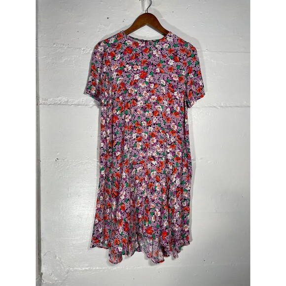 Ann Taylor Floral Dress Short Sleeve Drop Waist Flowy Romantic Oversized Size M - Picture 2 of 13